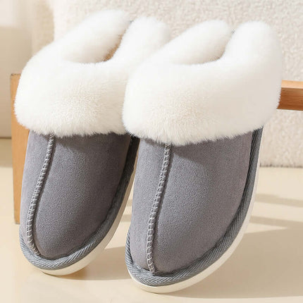 Winter Suede Fur Cotton Slippers Warm Cozy Indoor Footwear side angle