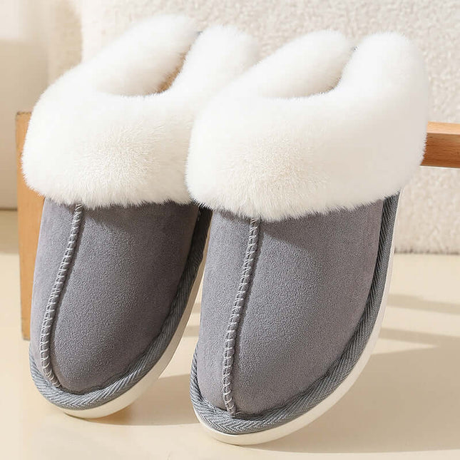 Winter Suede Fur Cotton Slippers Warm Cozy Indoor Footwear side angle