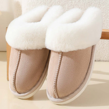 Winter Suede Fur Cotton Slippers Warm Cozy Indoor Footwear thick padding