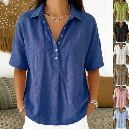 Women Casual Short Sleeve Button Pullover Top Shirt accurate sizing parameters grid with corresponding UK and European size indices