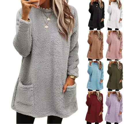Women Fleece Pullover Winter Hoodie With Pockets front view