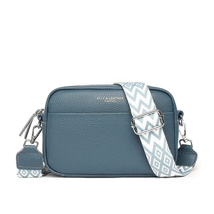 Women Genuine Leather Crossbody Bag Rhombus Strap soft leather texture.