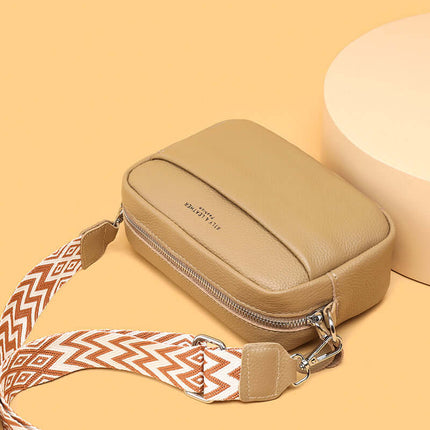 Women Genuine Leather Crossbody Bag Rhombus Strap 7cm width.