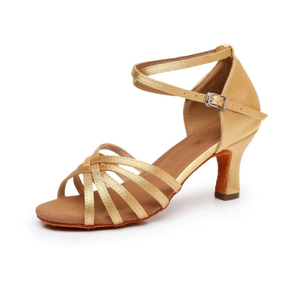 Women Latin Ballroom Soft Suede Dance Shoes elegant satin
