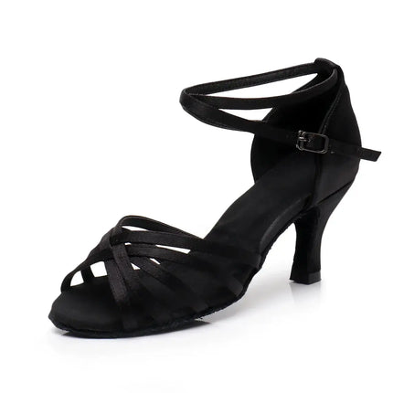 Women Latin Ballroom Soft Suede Dance Shoes elegant heel