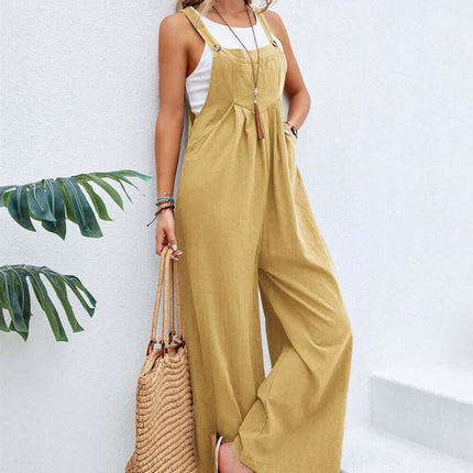 Women Long Bib Pants Overalls light gray daily outfit.