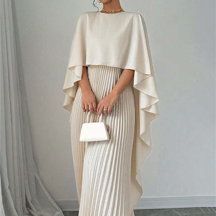 Women Loose Batwing Sleeve Dress milky white summer fashion