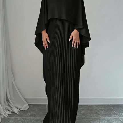 Women Loose Batwing Sleeve Dress elegant black commuting style