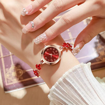 Women Luxury Rhinestone Bracelet Quartz Watch slim band design