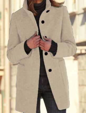 Women Stand Collar Woolen Coat Fall Winter Outwear stand collar winter jacket.