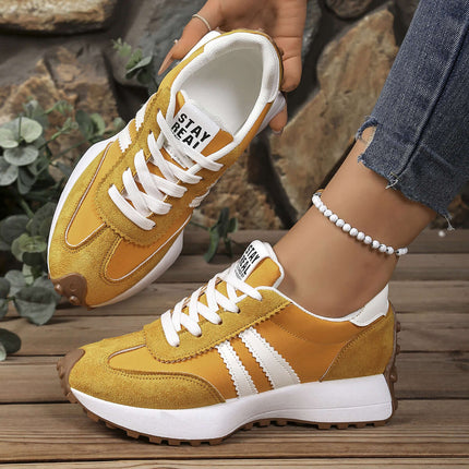 Women Stripe Lace-up Thick Bottom Casual Sneakers size 37 EU 36.