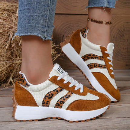 Women Stripe Lace-up Thick Bottom Casual Sneakers size 39 EU 38.