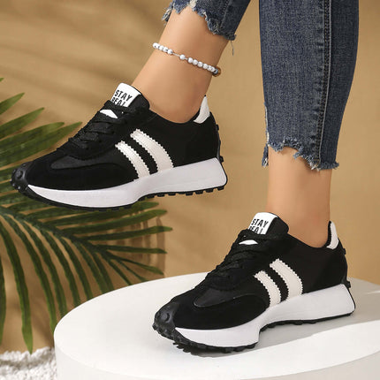 Women Stripe Lace-up Thick Bottom Casual Sneakers size 40 EU 39.