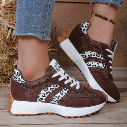 Women Stripe Lace-up Thick Bottom Casual Sneakers foot length 25cm.