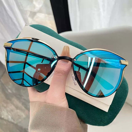 Women Stylish Polarized Sunglasses UV400 Alloy Top elegant silver frame with white-silver mirrored lenses for winter cycling