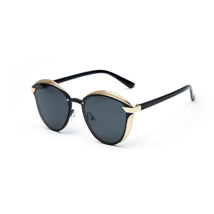 Women Stylish Polarized Sunglasses UV400 Alloy Top sweet and edgy gold frame with soft pink lenses lifestyle view