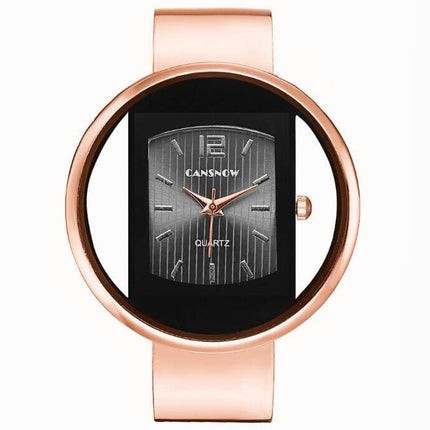 Women Watches Luxury Brand Quartz Dial Dress Bracelet with elegant rose gold finish and stylish black dial.