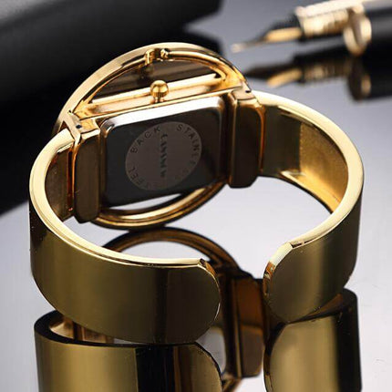 Women Watches Luxury Brand Quartz Dial Dress Bracelet, elegant gold design showcasing the back and clasp.