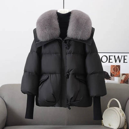 Women Winter Short Fur Collar Padded Jacket flight sleeves