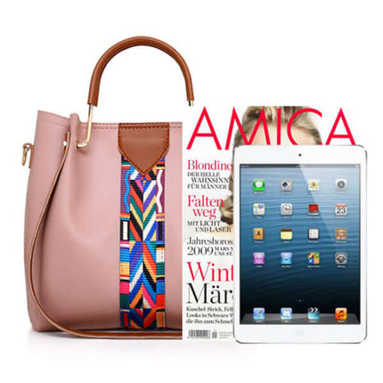 Womens 4 Piece Fashion Tote Shoulder Crossbody Bucket Bag premium quality material set