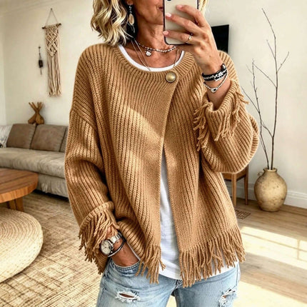 Womens Autumn Winter Knitted Round Neck Sweater Classic Knit Design