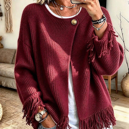 Womens Autumn Winter Knitted Round Neck Sweater Winter Wardrobe Essential