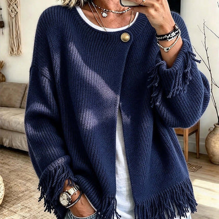 Womens Autumn Winter Knitted Round Neck Sweater Cozy Winter Style