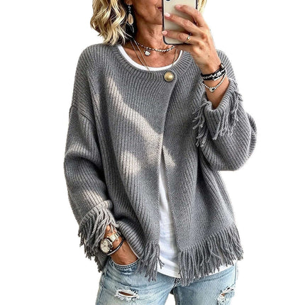Womens Autumn Winter Knitted Round Neck Sweater Women's Knitwear