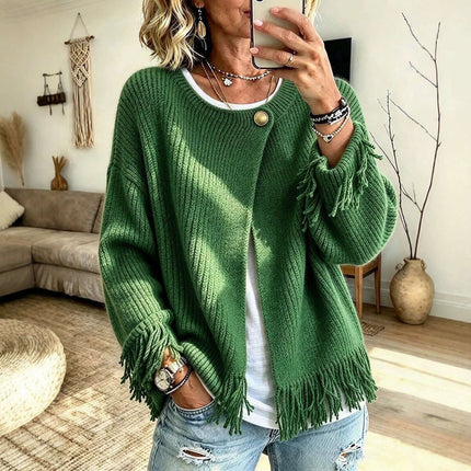Womens Autumn Winter Knitted Round Neck Sweater Long Sleeve Design