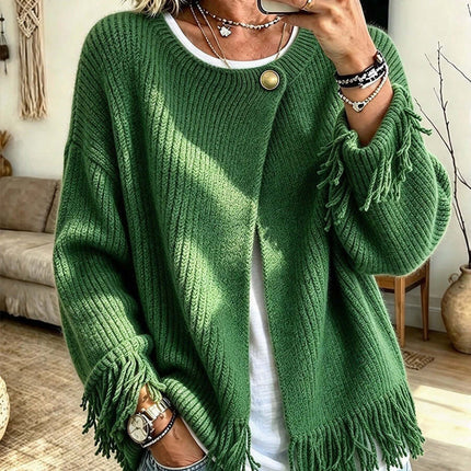 Womens Autumn Winter Knitted Round Neck Sweater Comfortable Knit Top