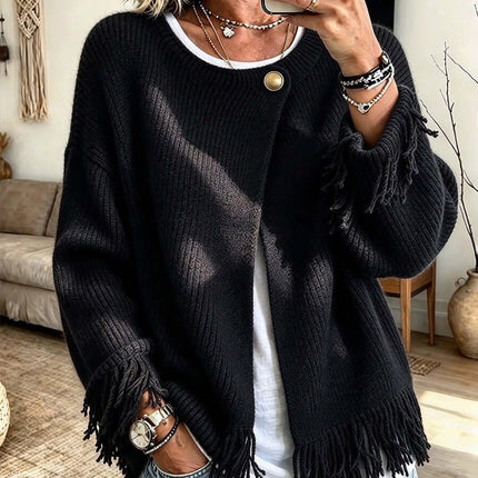Womens Autumn Winter Knitted Round Neck Sweater Classic Round Neck