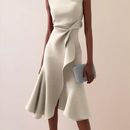 Womens Bow Knot Sleeveless Summer Maxi Dress in light color with a flared skirt and bow detail