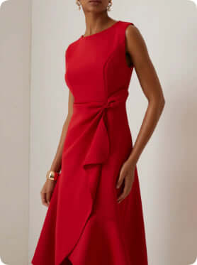 Womens Bow Knot Sleeveless Summer Maxi Dress in red with elegant knot detail.