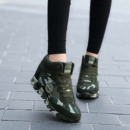 Women's Casual Camouflage Increased Sneakers green