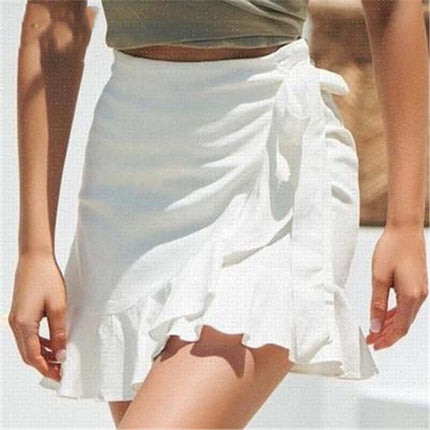 Women's Casual High Waisted Bubble Linen Skirt elegant sage green colorway displayed in professional studio lights