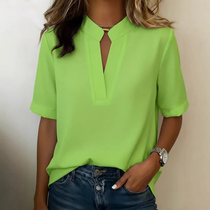 Women's Casual Short Sleeve Crew Neck Summer Tee Top in vibrant green, perfect for summer styling and comfort.