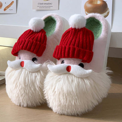 Women’s Christmas Slippers – Cozy Santa Claus Plush House Shoes with Non-Slip Sole