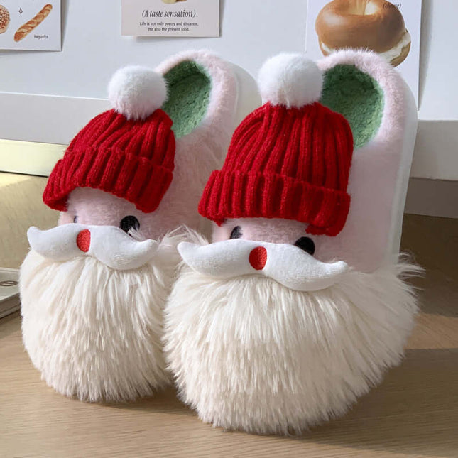 Women’s Christmas Slippers – Cozy Santa Claus Plush House Shoes with Non-Slip Sole