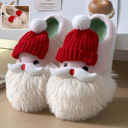 Women’s Christmas Slippers – Cozy Santa Claus Plush House Shoes with Non-Slip Sole
