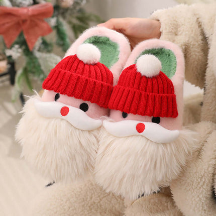 Women’s Christmas Slippers – Cozy Santa Claus Plush House Shoes with Non-Slip Sole