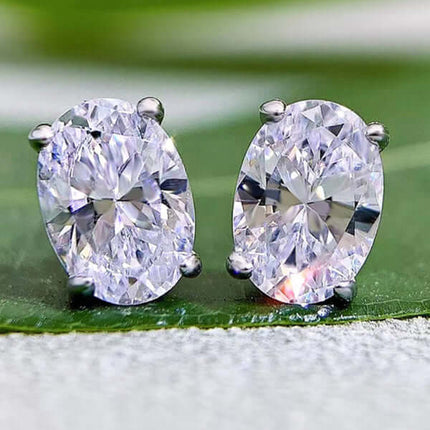 Womens Elegant Zircon Silver Stud Earrings closeup view