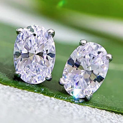 Womens Elegant Zircon Silver Stud Earrings side angle