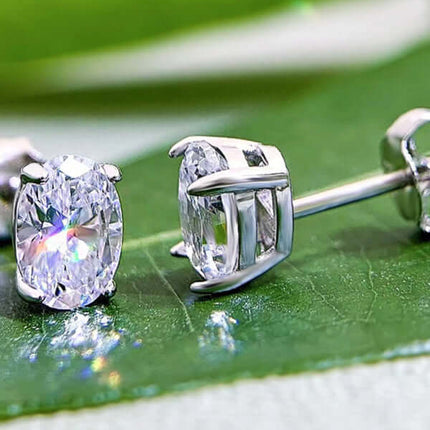 Womens Elegant Zircon Silver Stud Earrings sparkling detail