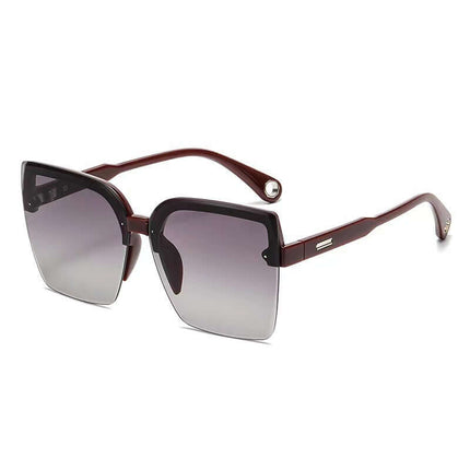 Women's Fashion Large Square Rimless Sunglasses AC lens sun protection