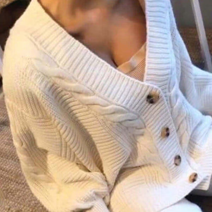 women's fashion v-neck sweater suit with cozy knitted pants elegant design