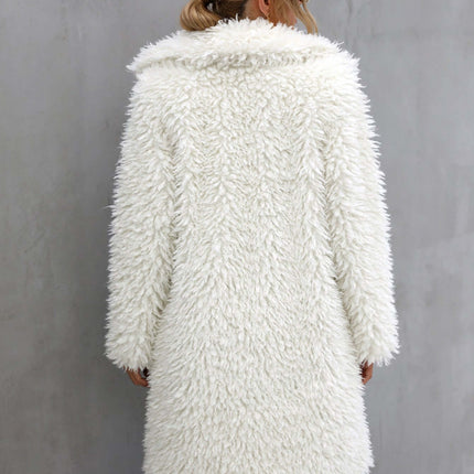 Womens Faux Fur Plush Lapel Warm Long Coat Warm Winter Clothing