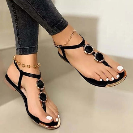Women's Flat Sandals Summer Beach Shoes white color fashion sandals front view