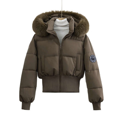Womens Fleece Lined Hooded Cotton Winter Coat Cozy Fleece Lining