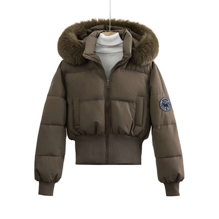 Womens Fleece Lined Hooded Cotton Winter Coat Long Sleeve Winter Wear