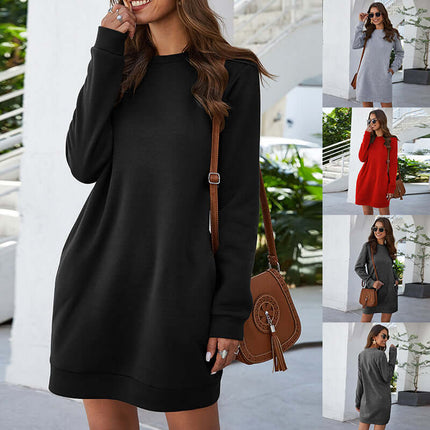 Womens Long Sleeve Pullover Sweatshirt Dress Casual Sweatshirt Style